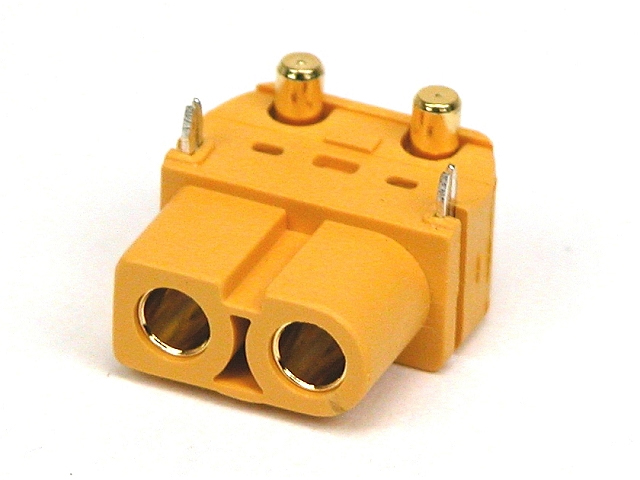 Power connector 2-pole Female 30A - 500Vdc - print angled